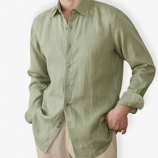 Chemise vintage en lin à manches longues