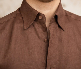 Chemise vintage en lin à manches longues