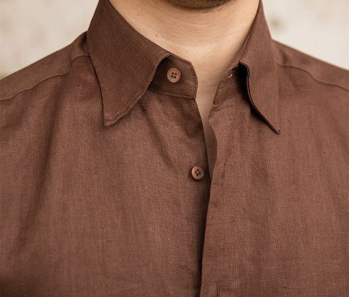 Chemise vintage en lin à manches longues