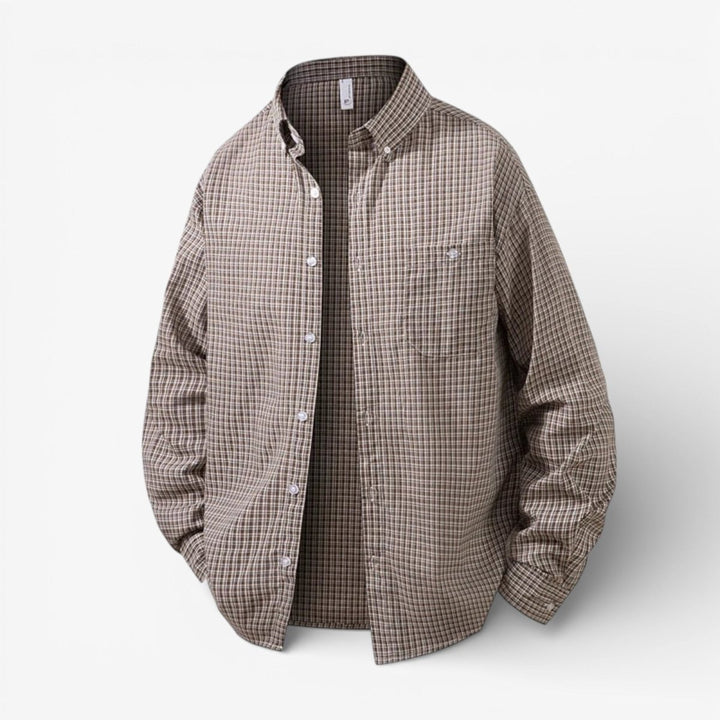 Chemise à microcarreaux et col pointu