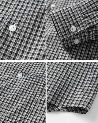 Chemise à microcarreaux et col pointu