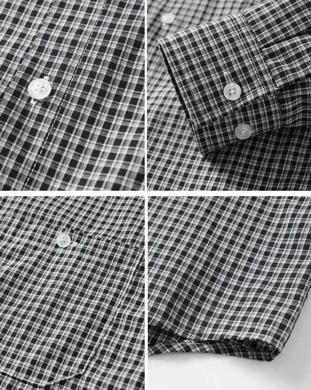 Chemise à microcarreaux et col pointu