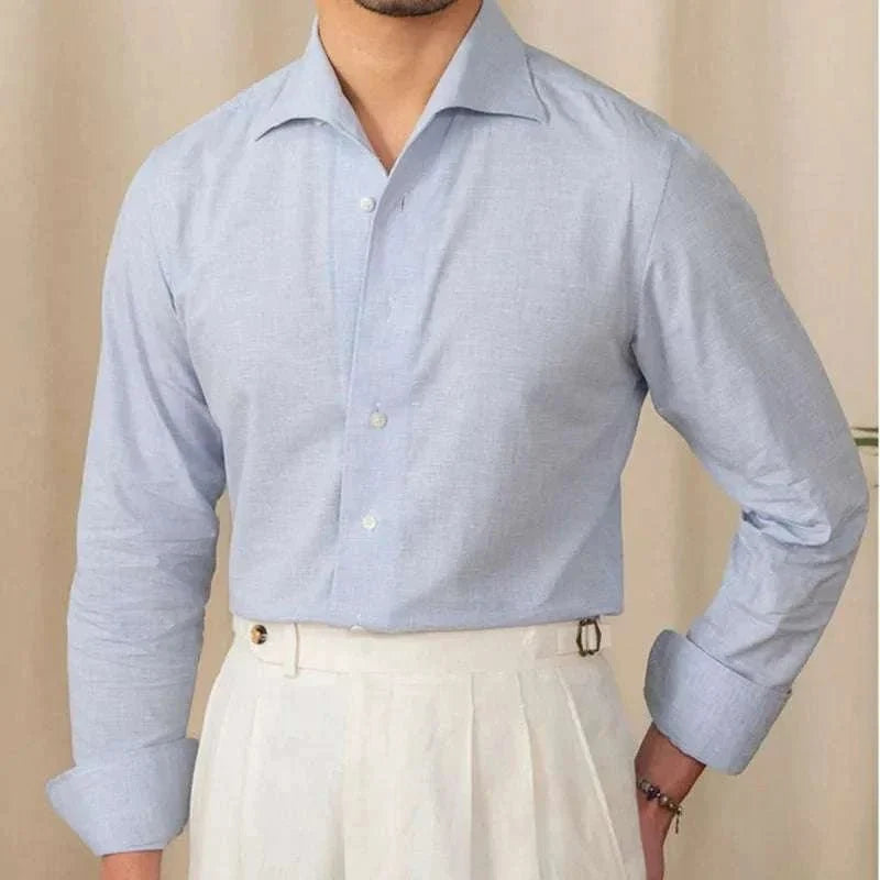 Chemise décontractée à col monobloc et manches longues