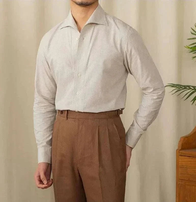 Chemise décontractée à col monobloc et manches longues