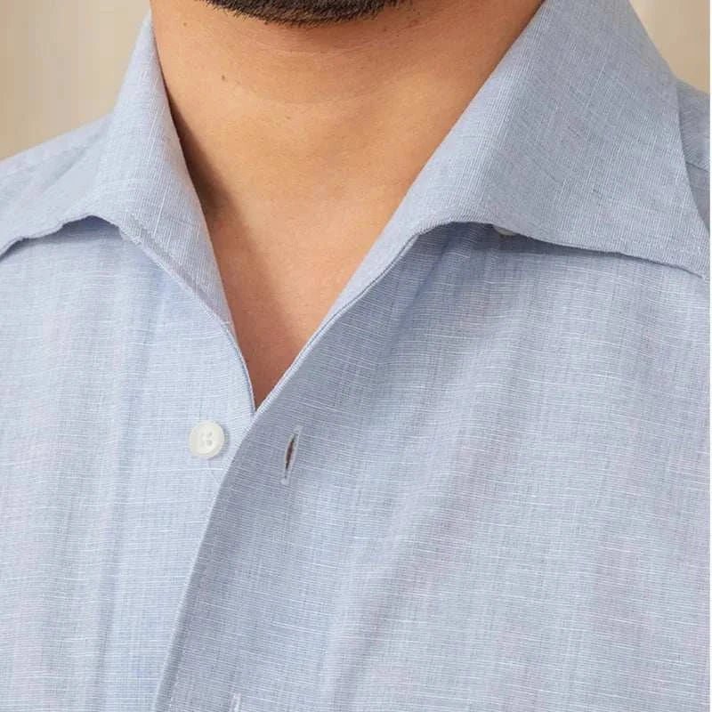 Chemise décontractée à col monobloc et manches longues