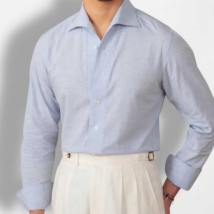 Chemise décontractée à col monobloc et manches longues