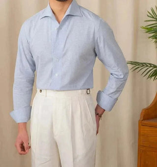Chemise décontractée à col monobloc et manches longues