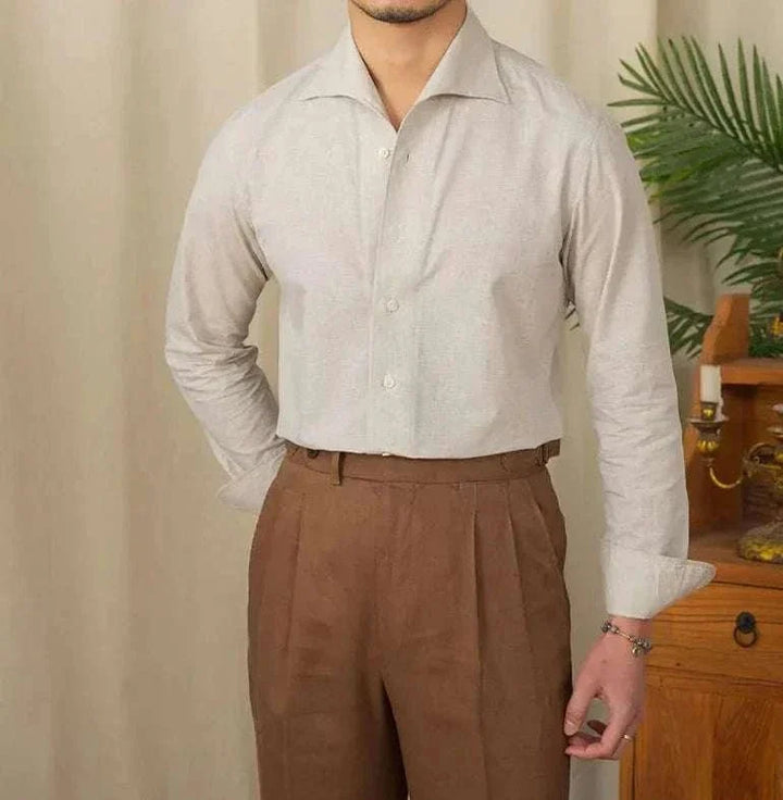 Chemise décontractée à col monobloc et manches longues