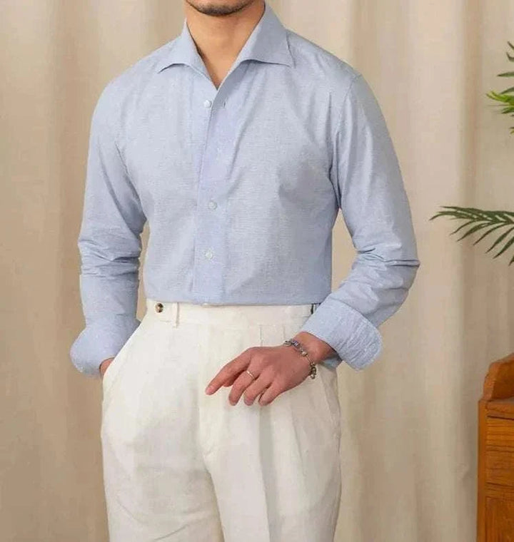 Chemise décontractée à col monobloc et manches longues