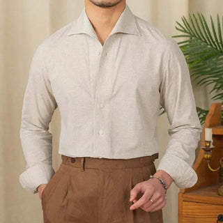 Chemise décontractée à col monobloc et manches longues