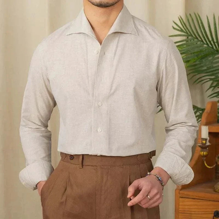 Chemise décontractée à col monobloc et manches longues