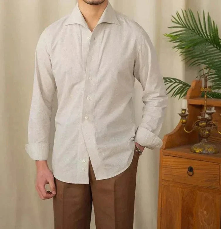 Chemise décontractée à col monobloc et manches longues