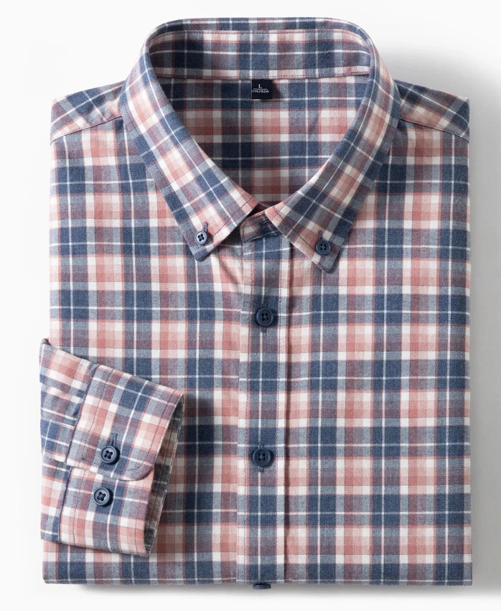 Chemise à carreaux en pur coton à manches longues