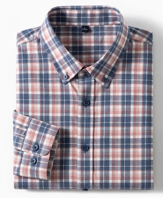 Chemise à carreaux en pur coton à manches longues