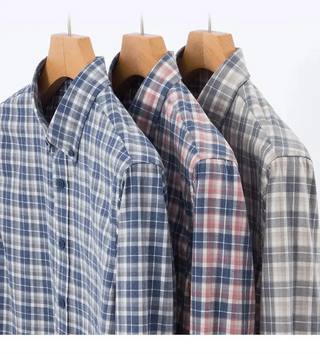 Chemise à carreaux en pur coton à manches longues