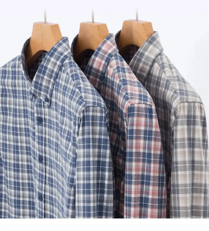 Chemise à carreaux en pur coton à manches longues