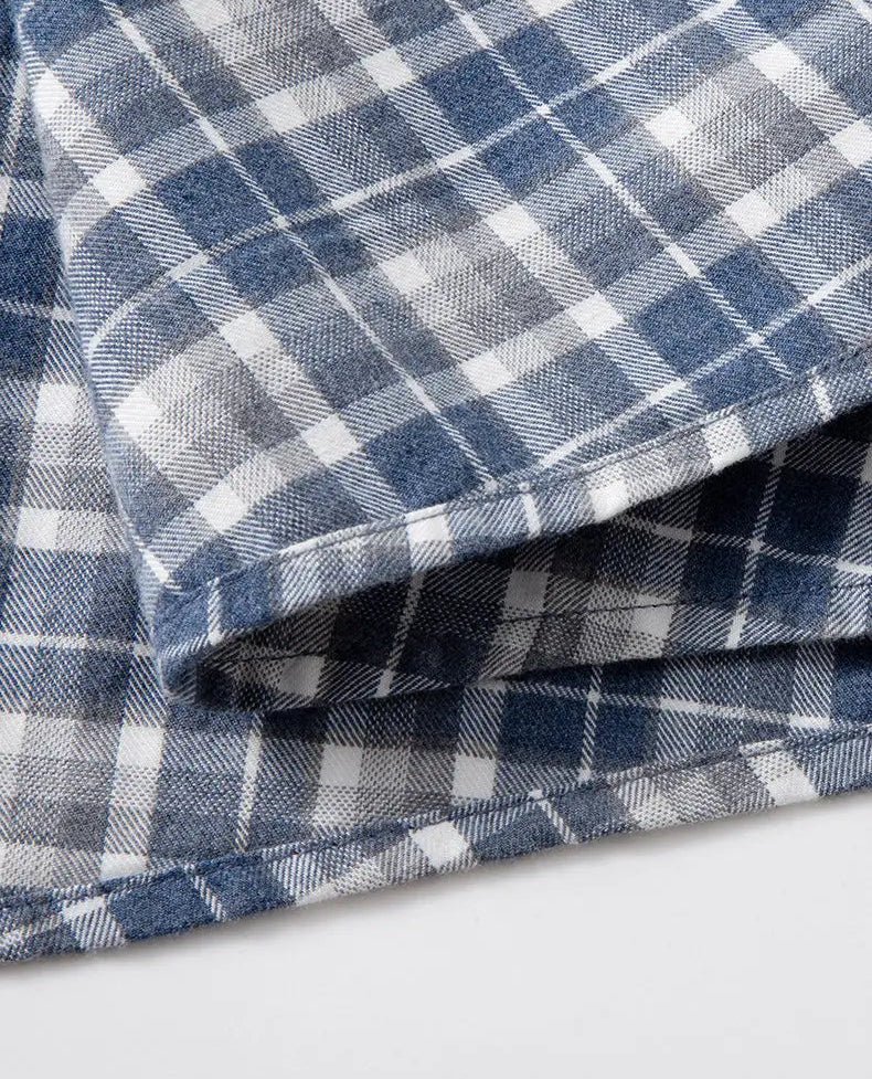 Chemise à carreaux en pur coton à manches longues