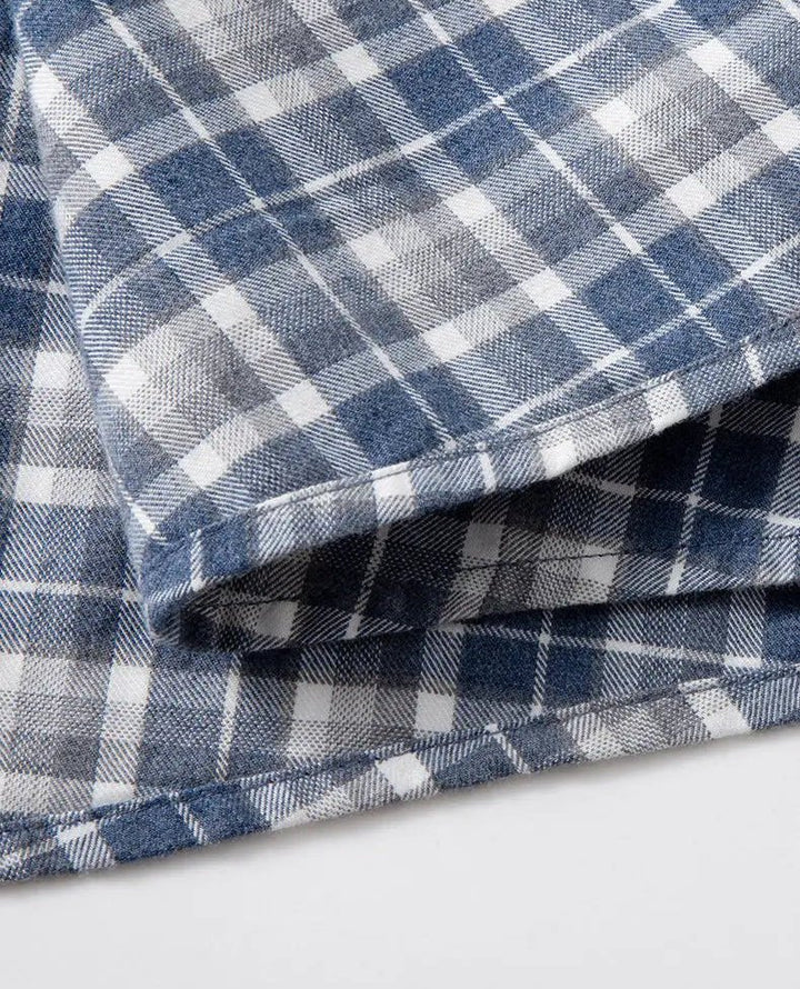 Chemise à carreaux en pur coton à manches longues