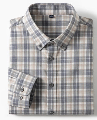 Chemise à carreaux en pur coton à manches longues
