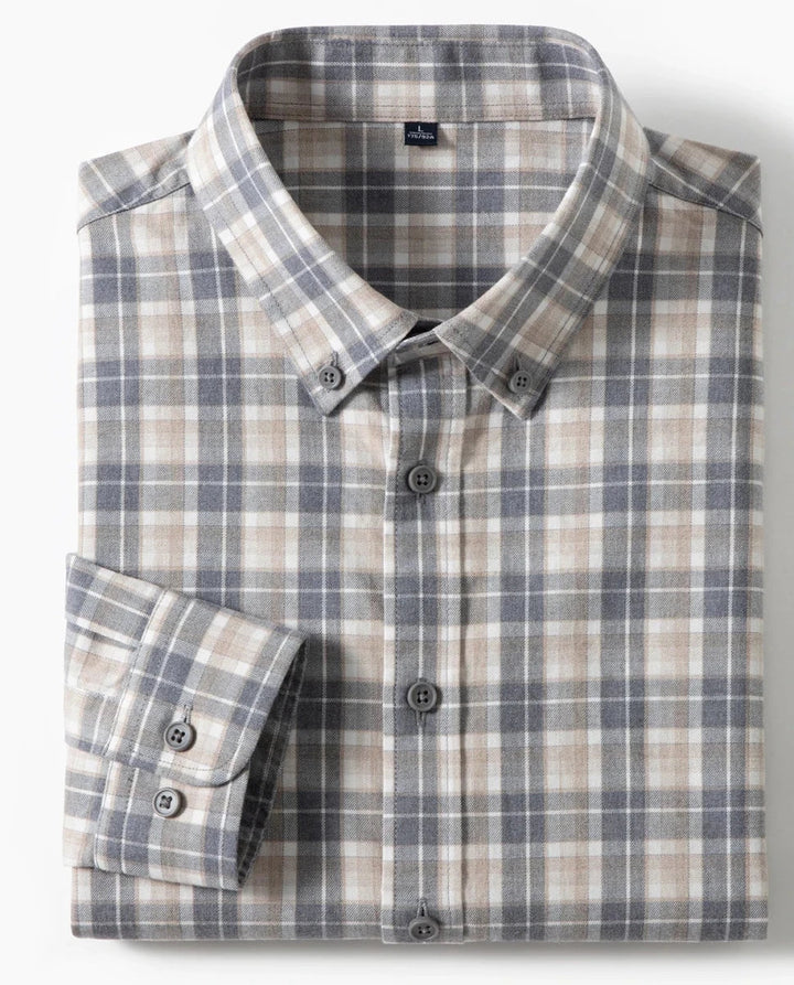 Chemise à carreaux en pur coton à manches longues