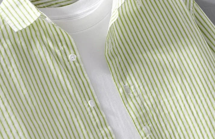 Chemise classique rayée en pur coton