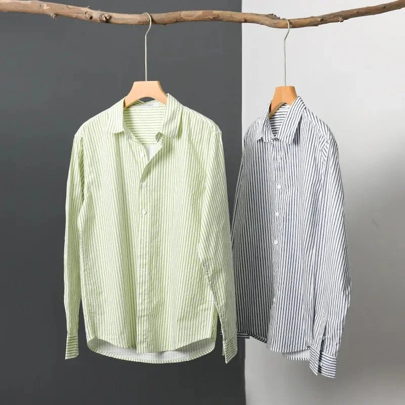 Chemise classique rayée en pur coton