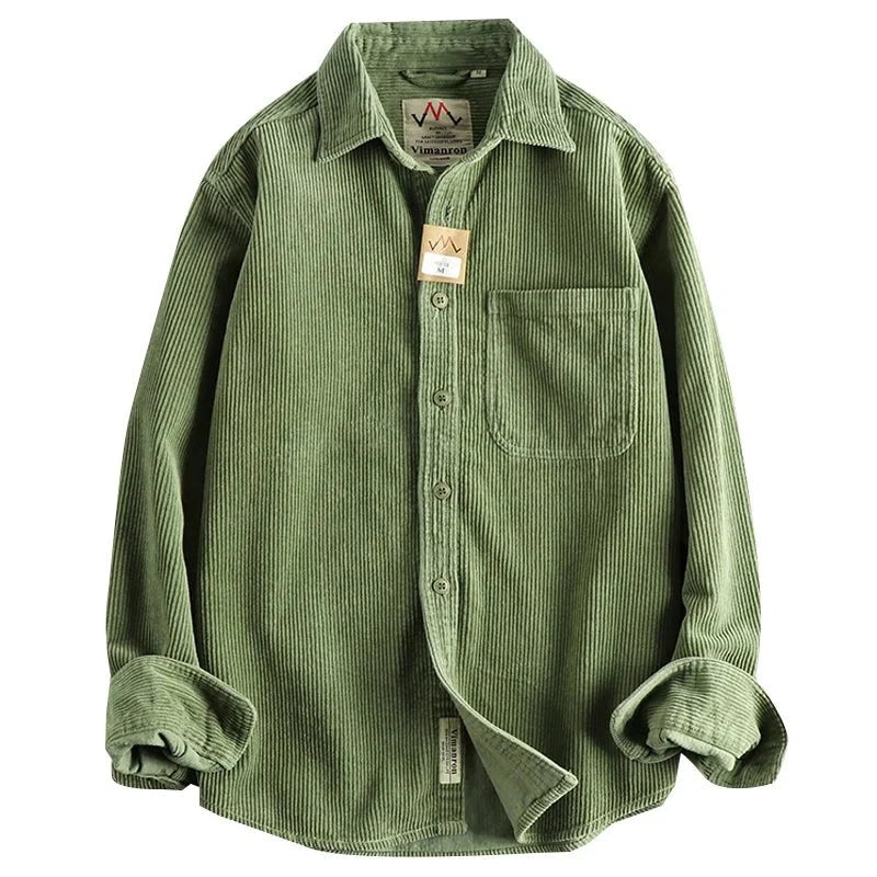 Chemise américaine en pur coton et velours côtelé