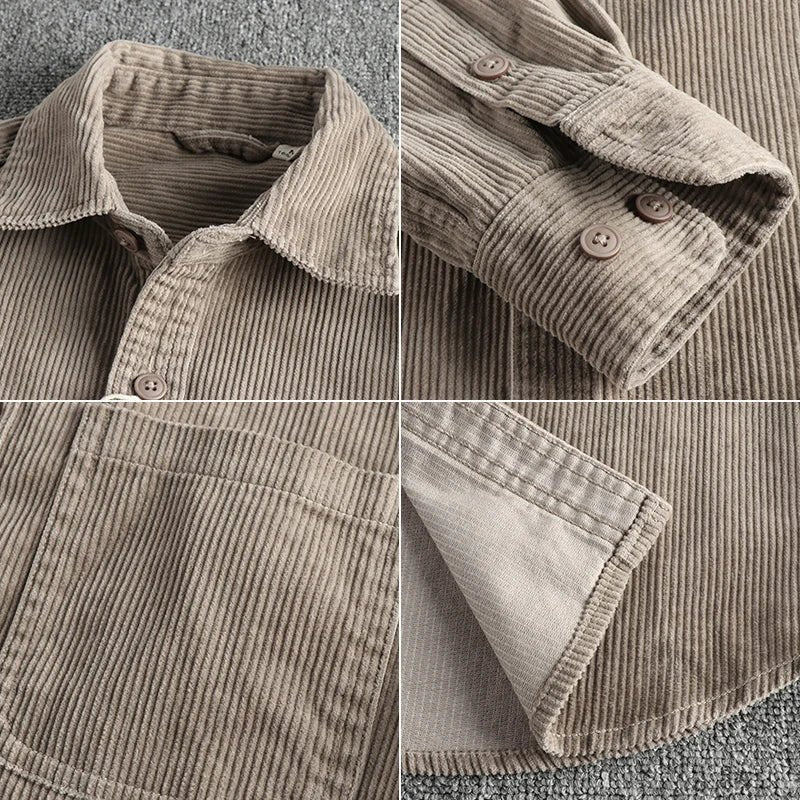 Chemise américaine en pur coton et velours côtelé