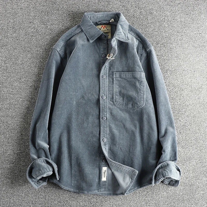 Chemise américaine en pur coton et velours côtelé