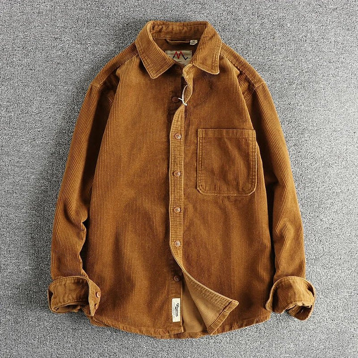 Chemise américaine en pur coton et velours côtelé