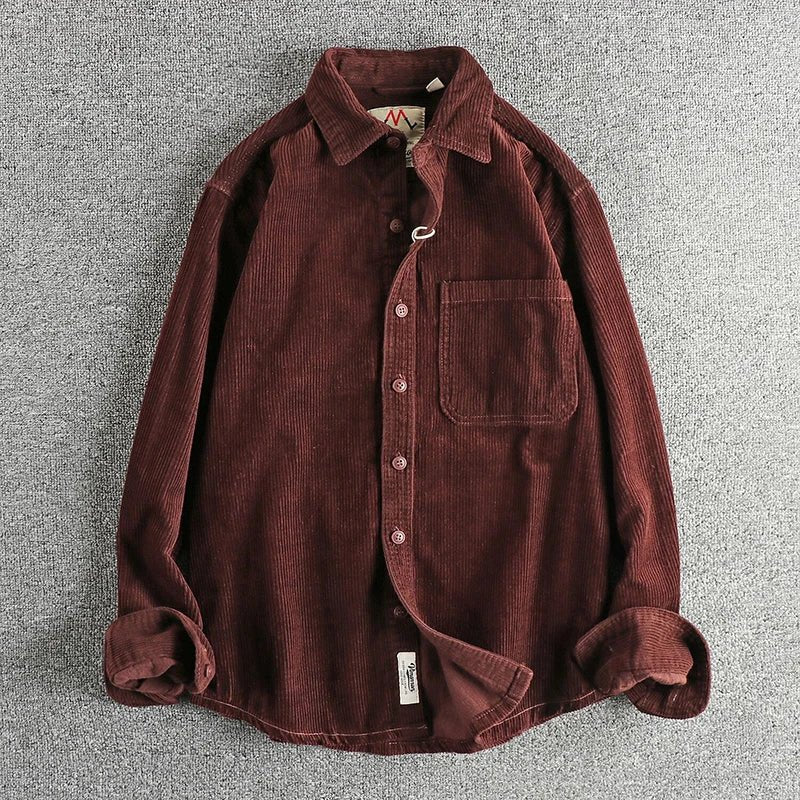 Chemise américaine en pur coton et velours côtelé