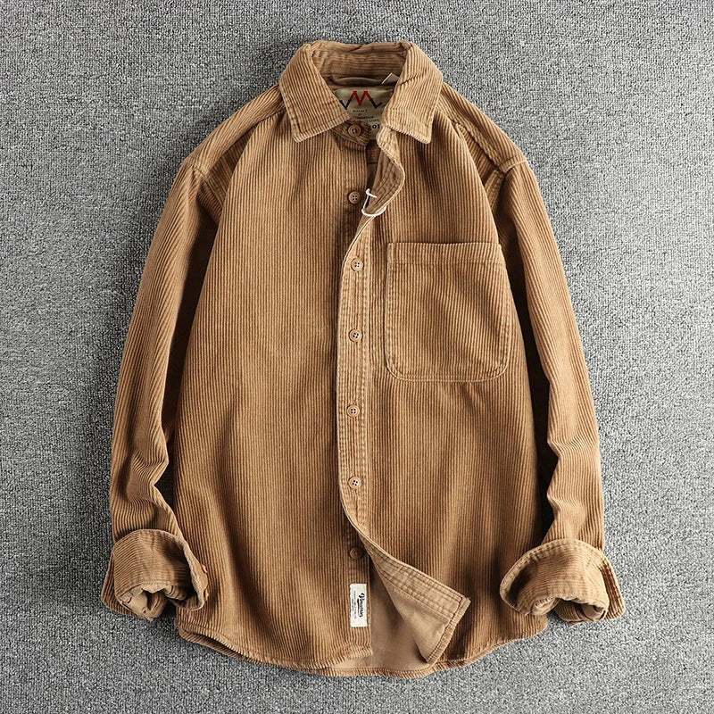 Chemise américaine en pur coton et velours côtelé