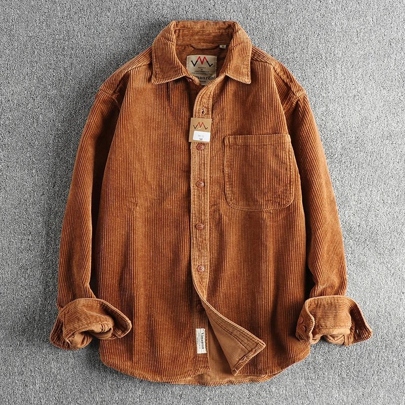 Chemise américaine en pur coton et velours côtelé