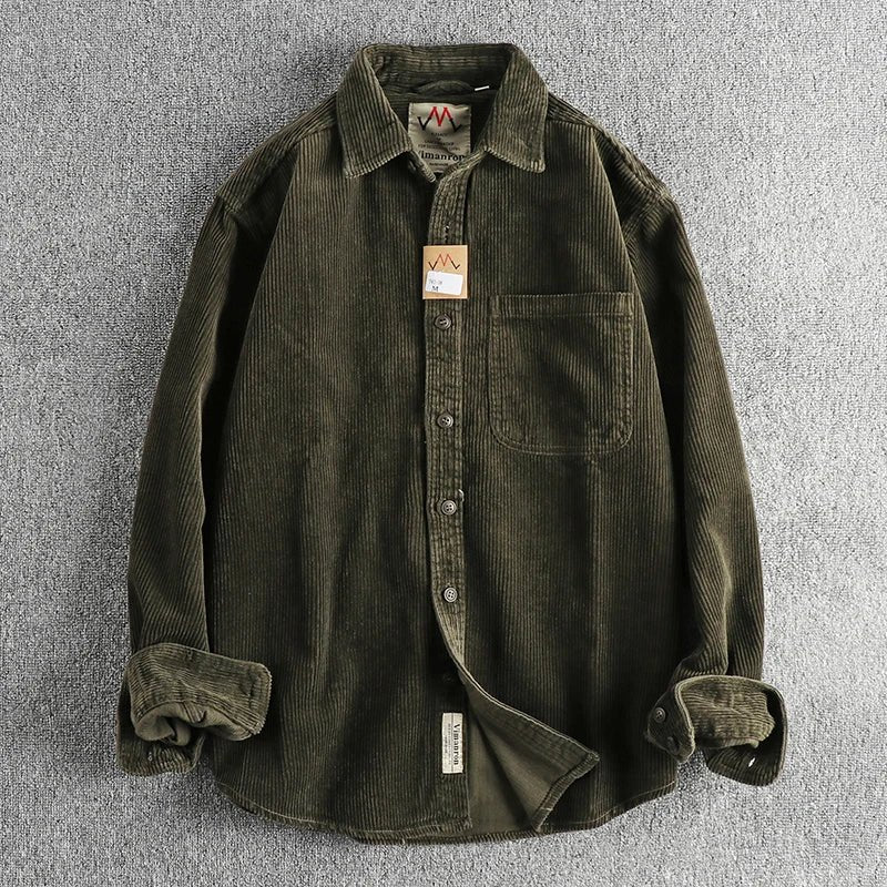 Chemise américaine en pur coton et velours côtelé