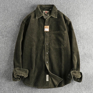 Chemise américaine en pur coton et velours côtelé