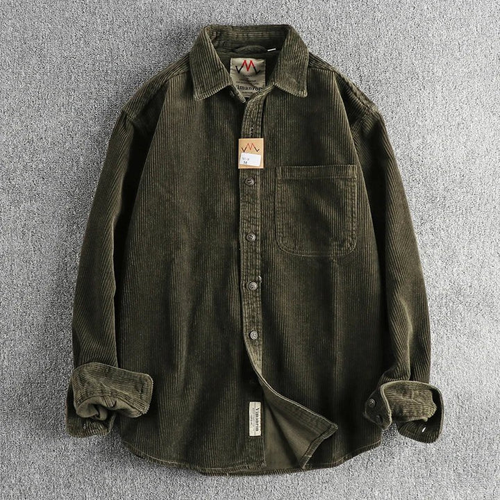 Chemise américaine en pur coton et velours côtelé