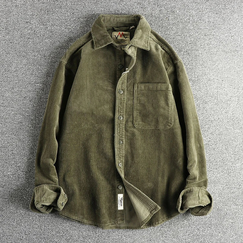 Chemise américaine en pur coton et velours côtelé