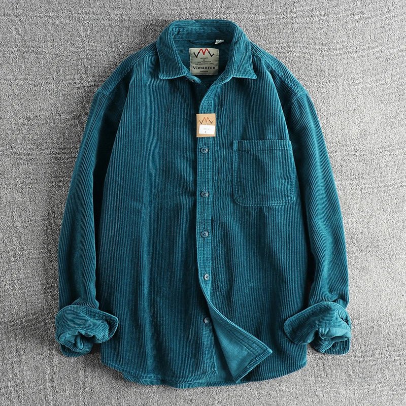 Chemise américaine en pur coton et velours côtelé