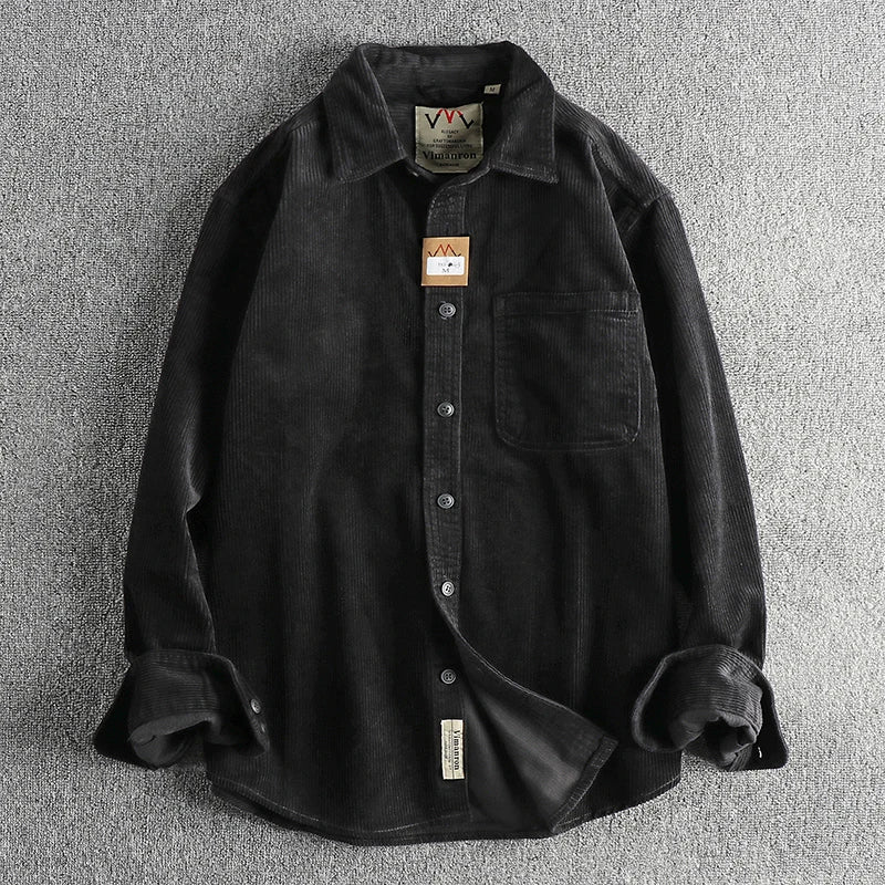 Chemise américaine en pur coton et velours côtelé