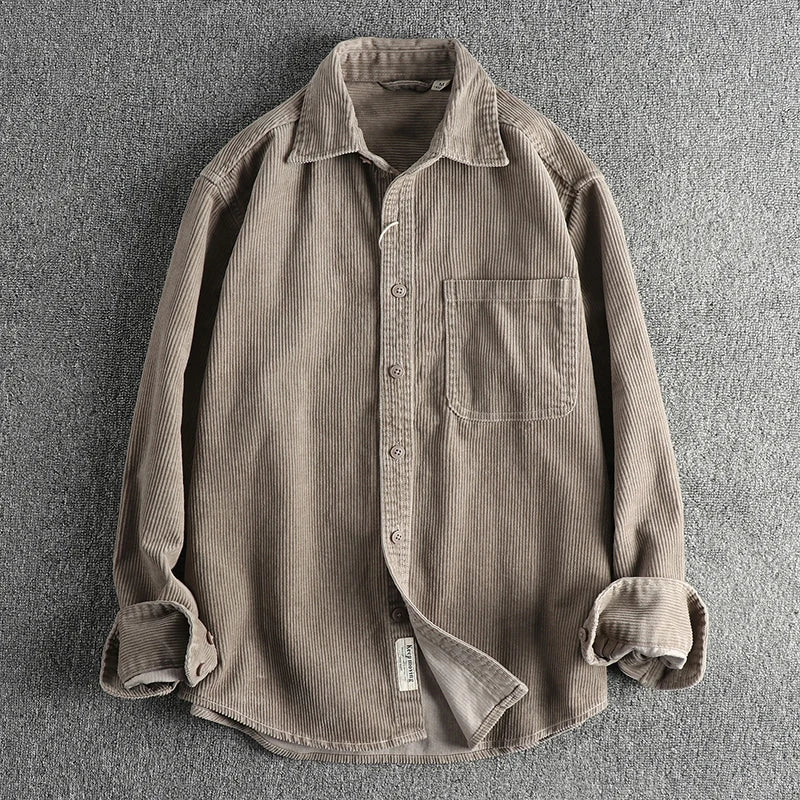 Chemise américaine en pur coton et velours côtelé
