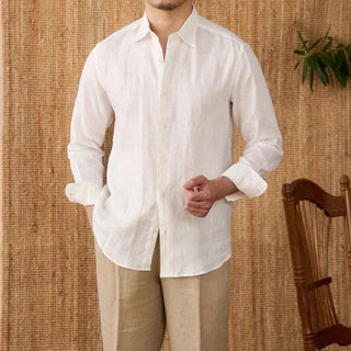 Chemise décontractée en lin coupe ample à manches longues