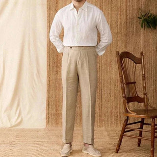 Chemise décontractée en lin coupe ample à manches longues
