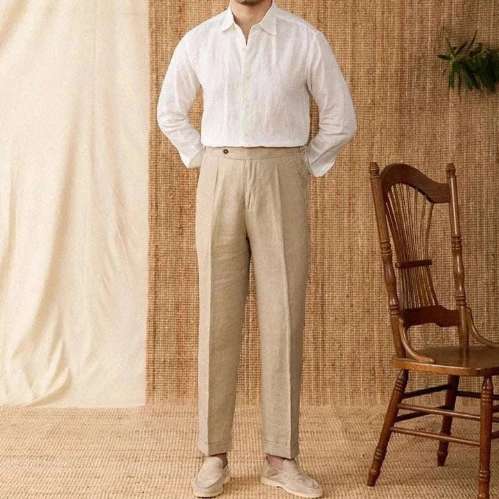 Chemise décontractée en lin coupe ample à manches longues