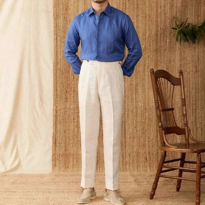 Chemise décontractée en lin coupe ample à manches longues