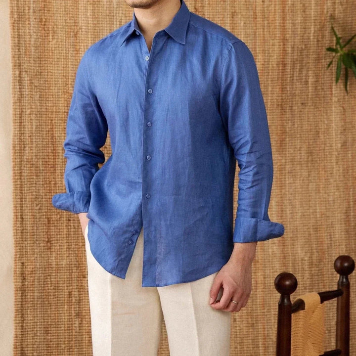 Chemise décontractée en lin coupe ample à manches longues