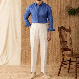 Chemise décontractée en lin coupe ample à manches longues