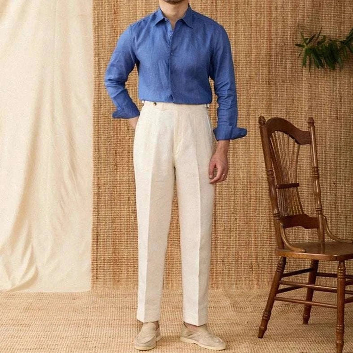 Chemise décontractée en lin coupe ample à manches longues
