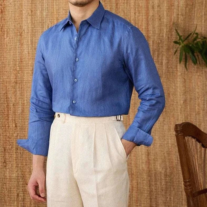 Chemise décontractée en lin coupe ample à manches longues