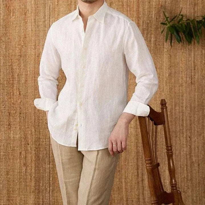 Chemise décontractée en lin coupe ample à manches longues