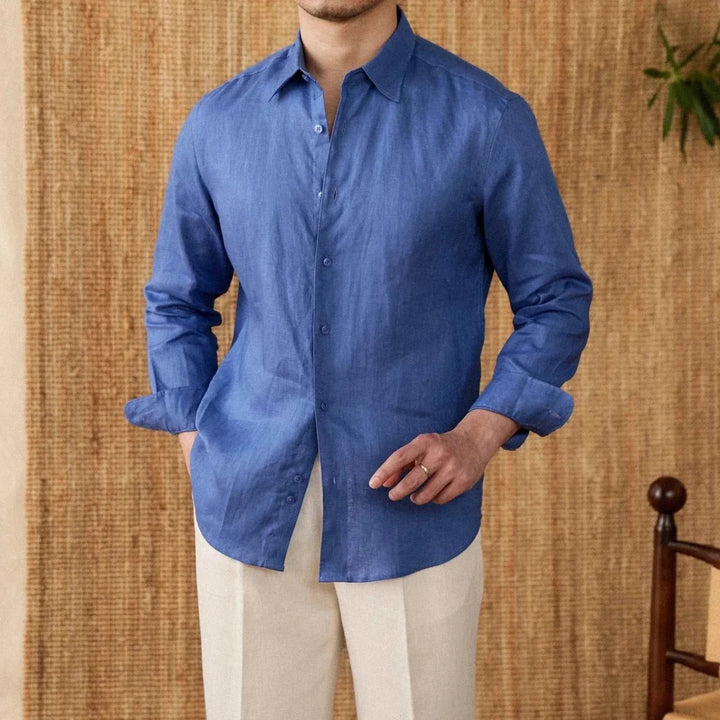 Chemise décontractée en lin coupe ample à manches longues
